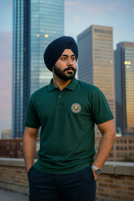 Olive green collar T-shirt
